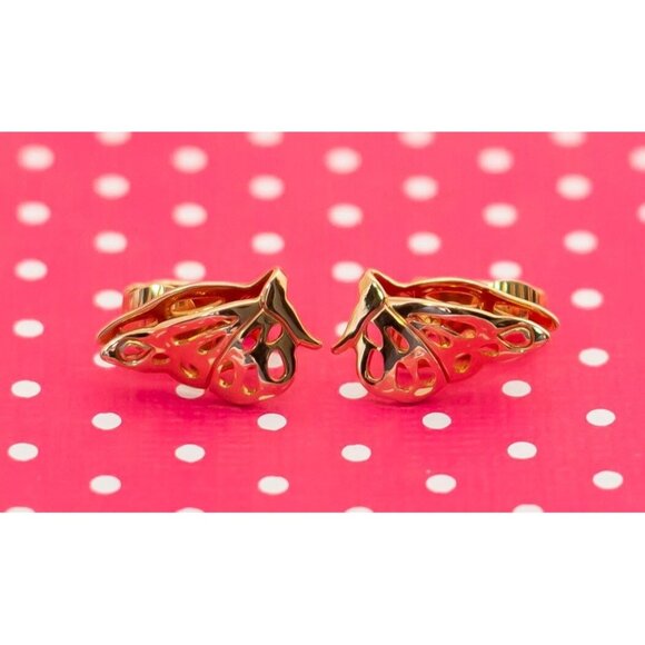 Vintage Golden Butterflies Clip On Earrings by Avon - P3 - Picture 2 of 3